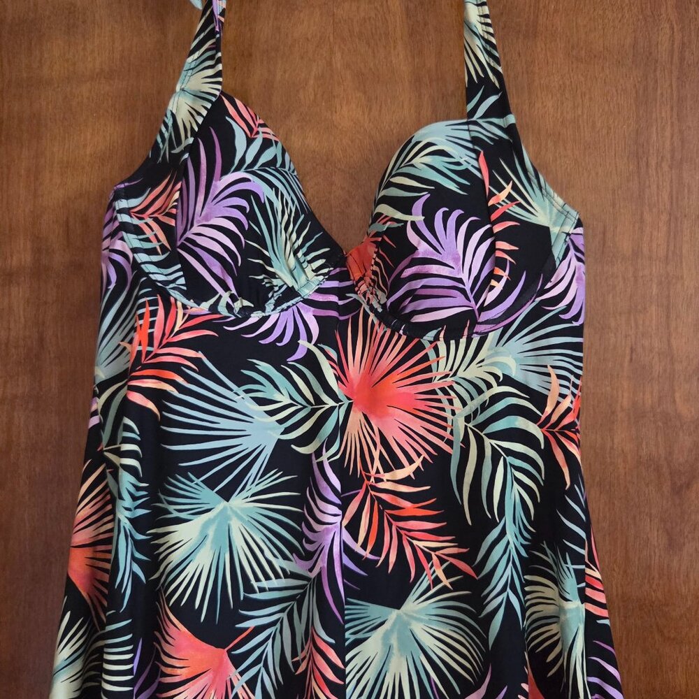 NWOT Leilani Palm Breeze Maui Tankini Swim Top Full Support Underwire Size 12